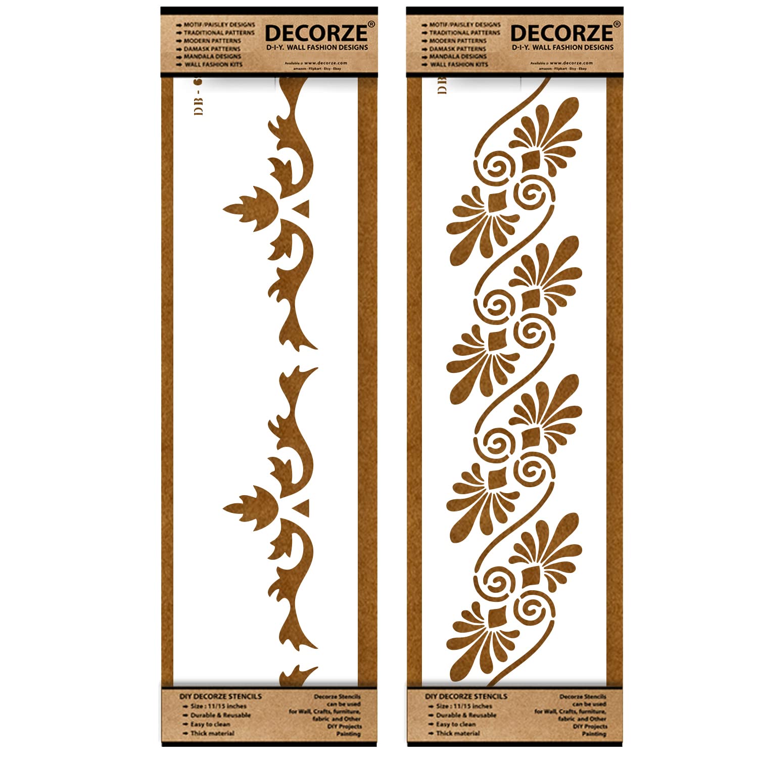 DECORZE Border Stencils for DIY Home Decor Floral, Pattern & Wall