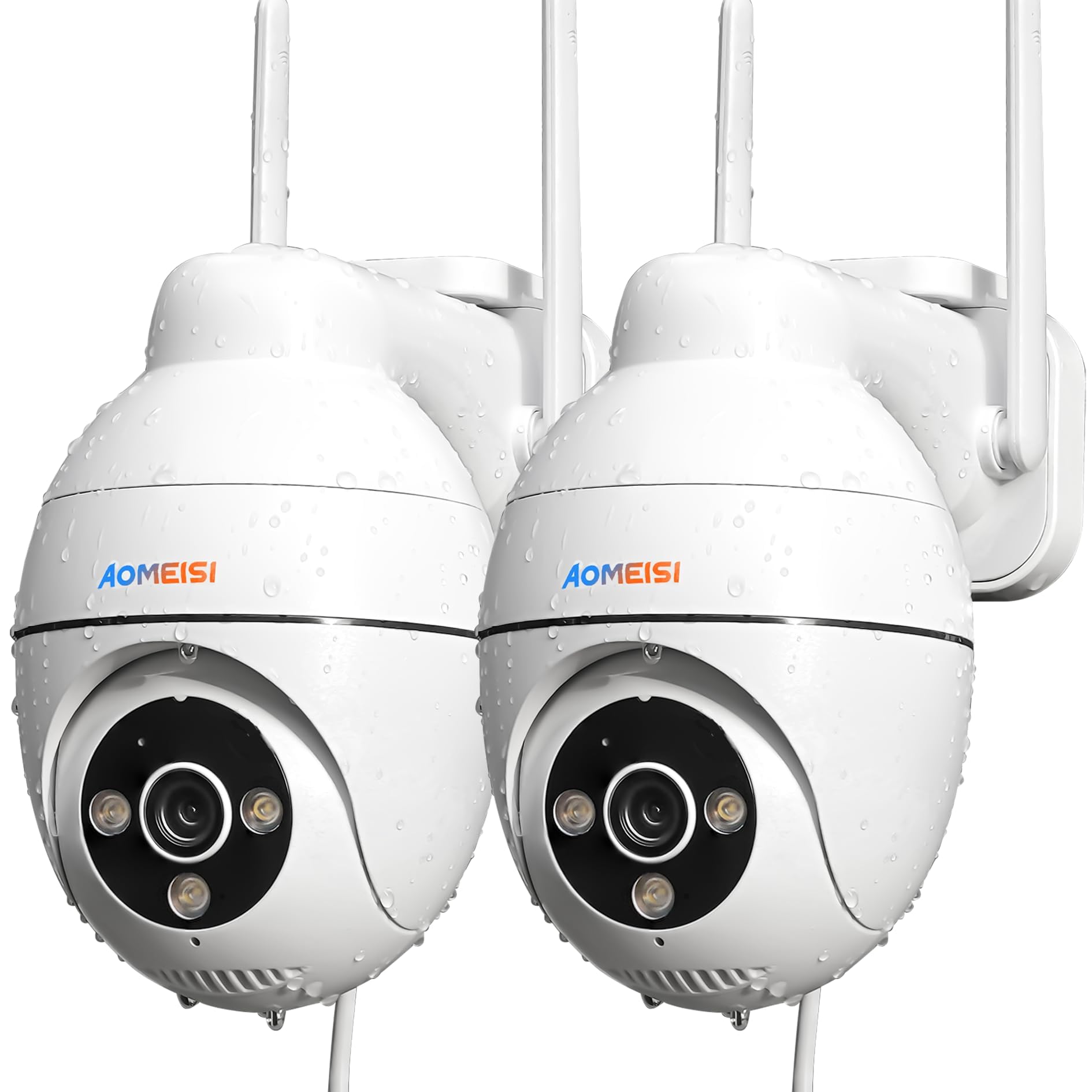 2C1 2K Security Camera Outdoor,360°View Pan/Tilt,Two-Way Audio,Easy to Setup,Audible Flashlight Alarm,Motion Alert,SD Slot & Cloud Storage,Tech Support,Work with Alexa & Google Home,CloudEdge