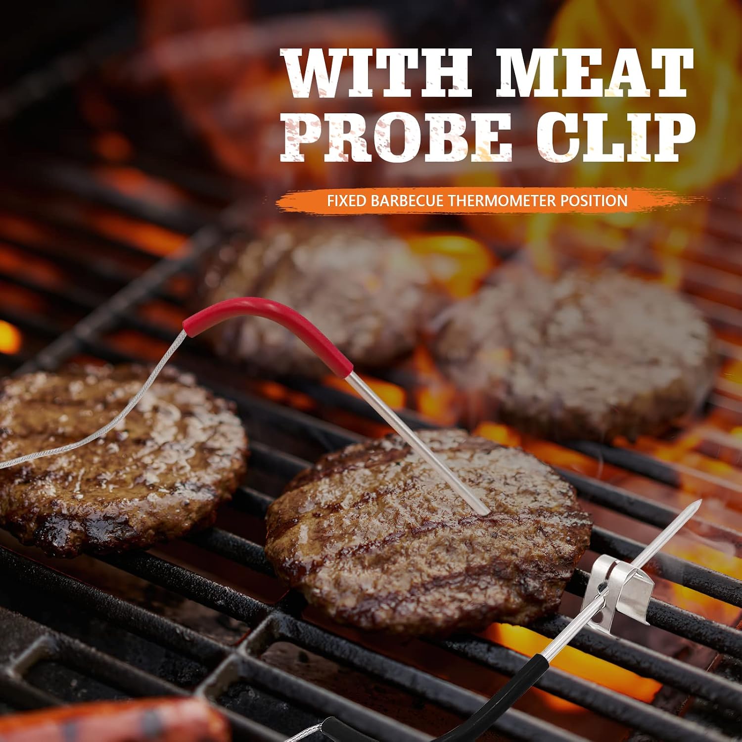 2-Pack Temp Meat Probe Replacement for Pit Boss Pellet Grills and Smokers, 3.5mm Plug Thermometer Probe Accessories for Pit Boss, with 2 Pack Probe Grommets and Probe Clips