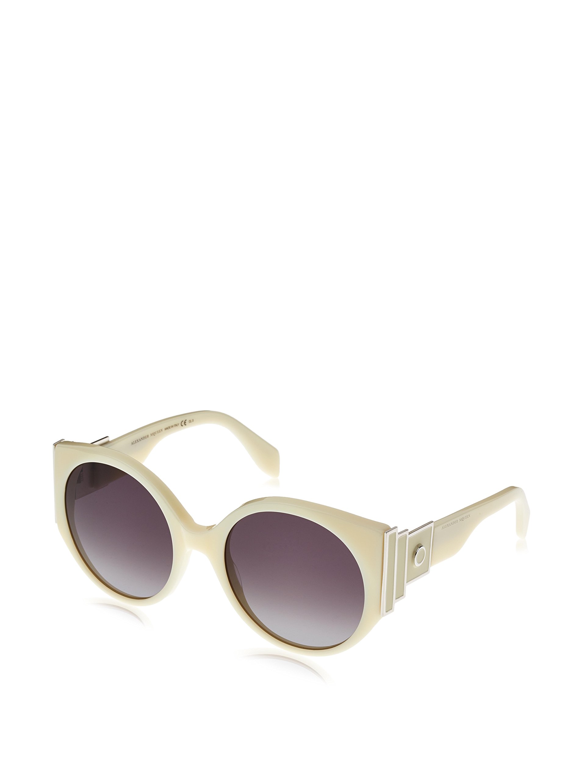 Alexander Mcqueen Amq 4285 S Jki Hd Ivory Round Sunglasses  display picture 2
