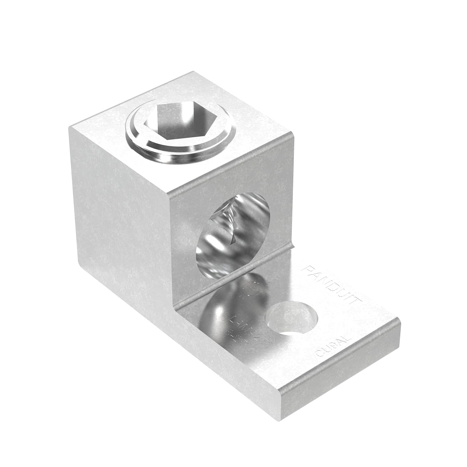 Panduit LAMA6-14-QY One-Hole, Aluminum, Single Barrel Lug, Type LAMA, #14 - #6 AWG, 1/4-Inch Stud Hole
