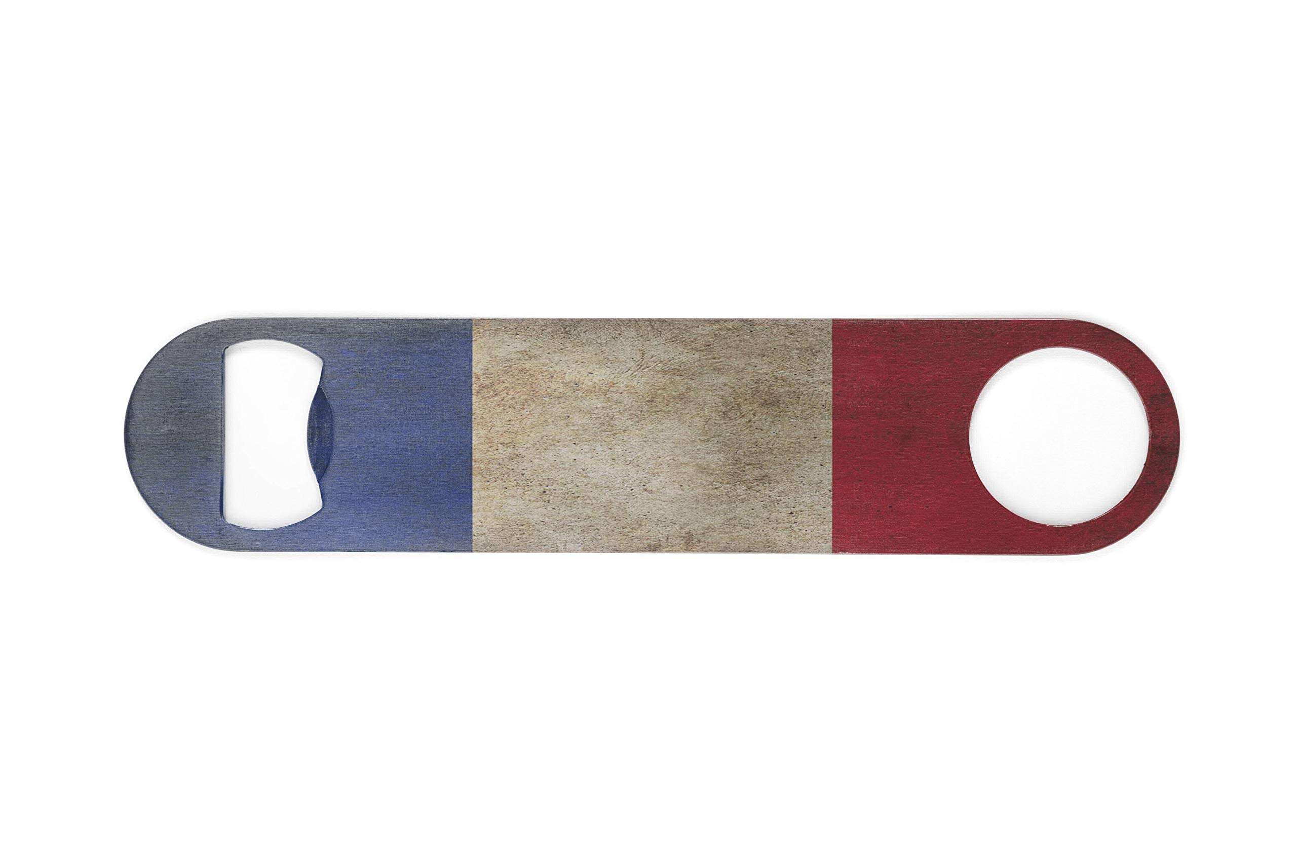 France French Flag Grunge 7 Inch 18 cm Stainless Steel Bar Blade - Speed Opener - Bottle Opener - Heavy Duty - Unique Gift or Present - Picture on ONE Side