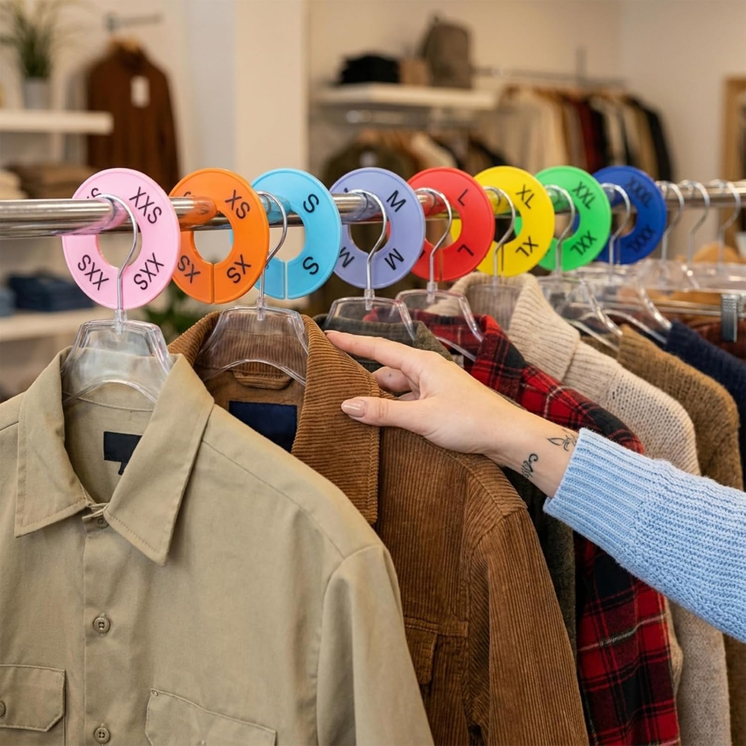 8 PCS Clothing Size Dividers for Closet, Clothes Rack Size Separator Rings