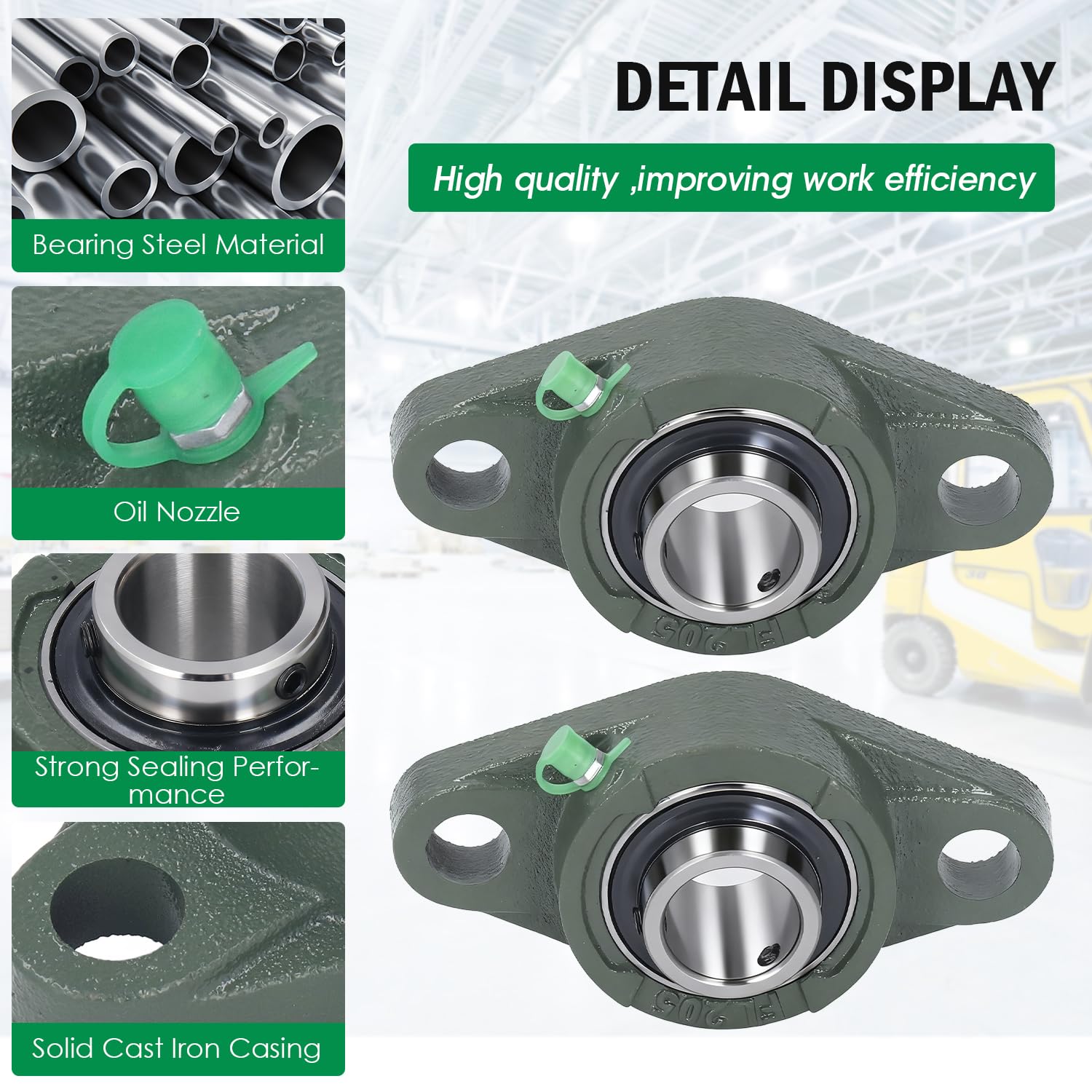 Tissting Lot de 4 Paliers à Semelle UCFL205, Roulement à Bride 25 mm (1 Pouce) en Fonte, Support Auto-Alignant pour Transmission Mécanique et Équipement Industriel