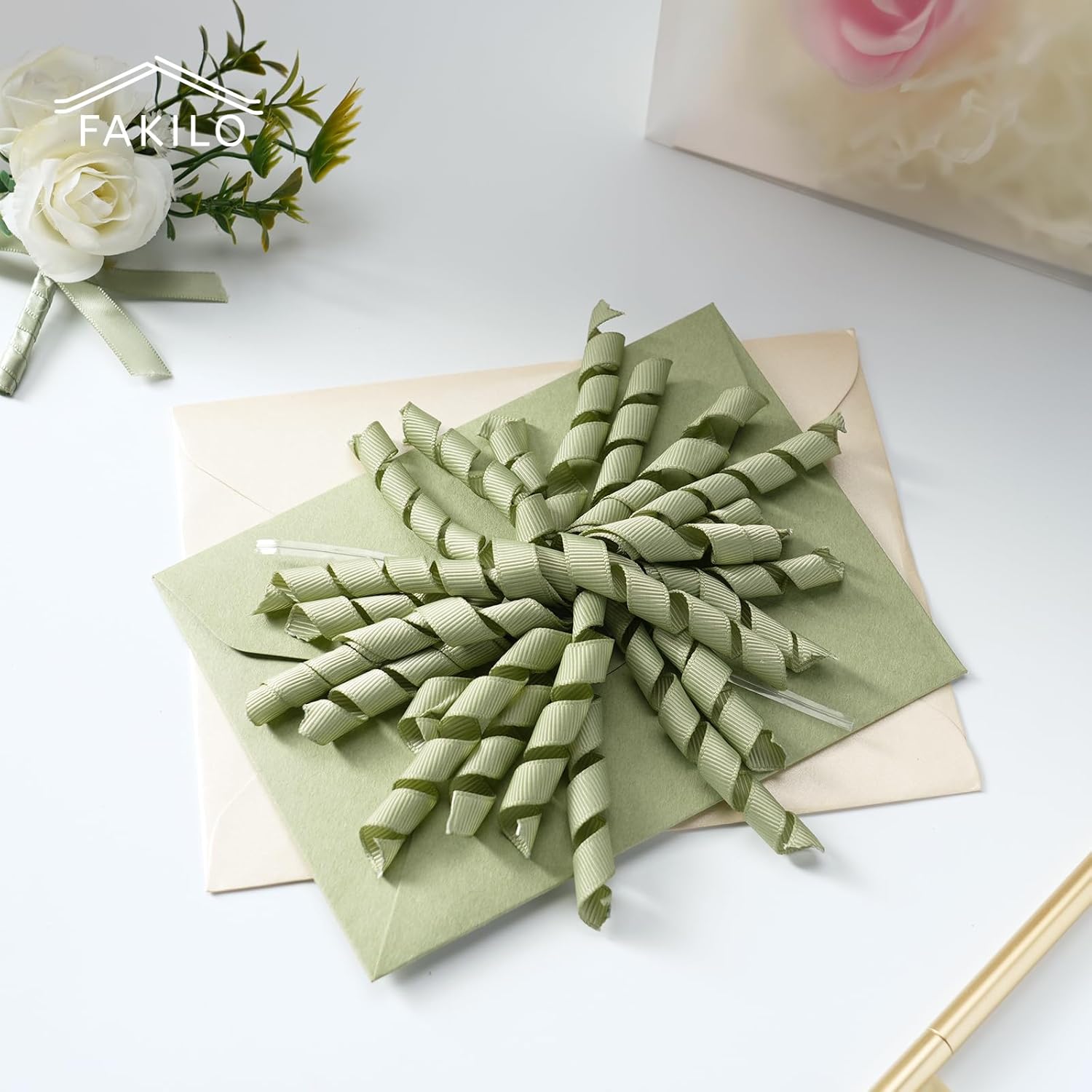 Sage Green Bows for Gift Wrapping, Curly Ribbon Bows for Presents, Birthday, Wedding, Wrap Accessories, Party Favor - 6 Counts - Image 3