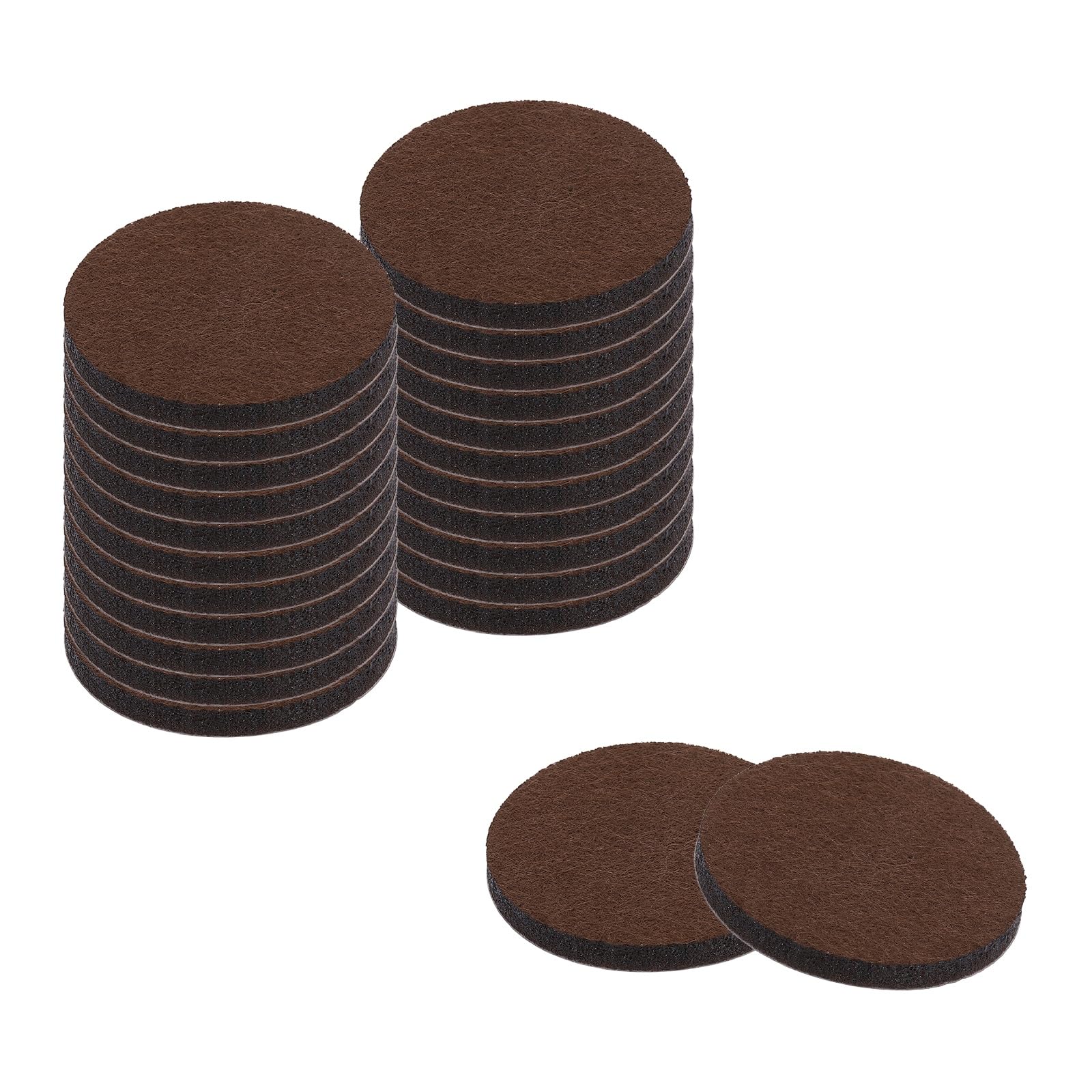 uxcell Furniture Pads, 24Pcs 2" - Round Self Adhesive Felt Furniture Pads, Floor Protectors for Furniture Feet Chairs Legs Hardwood Floors (Brown)