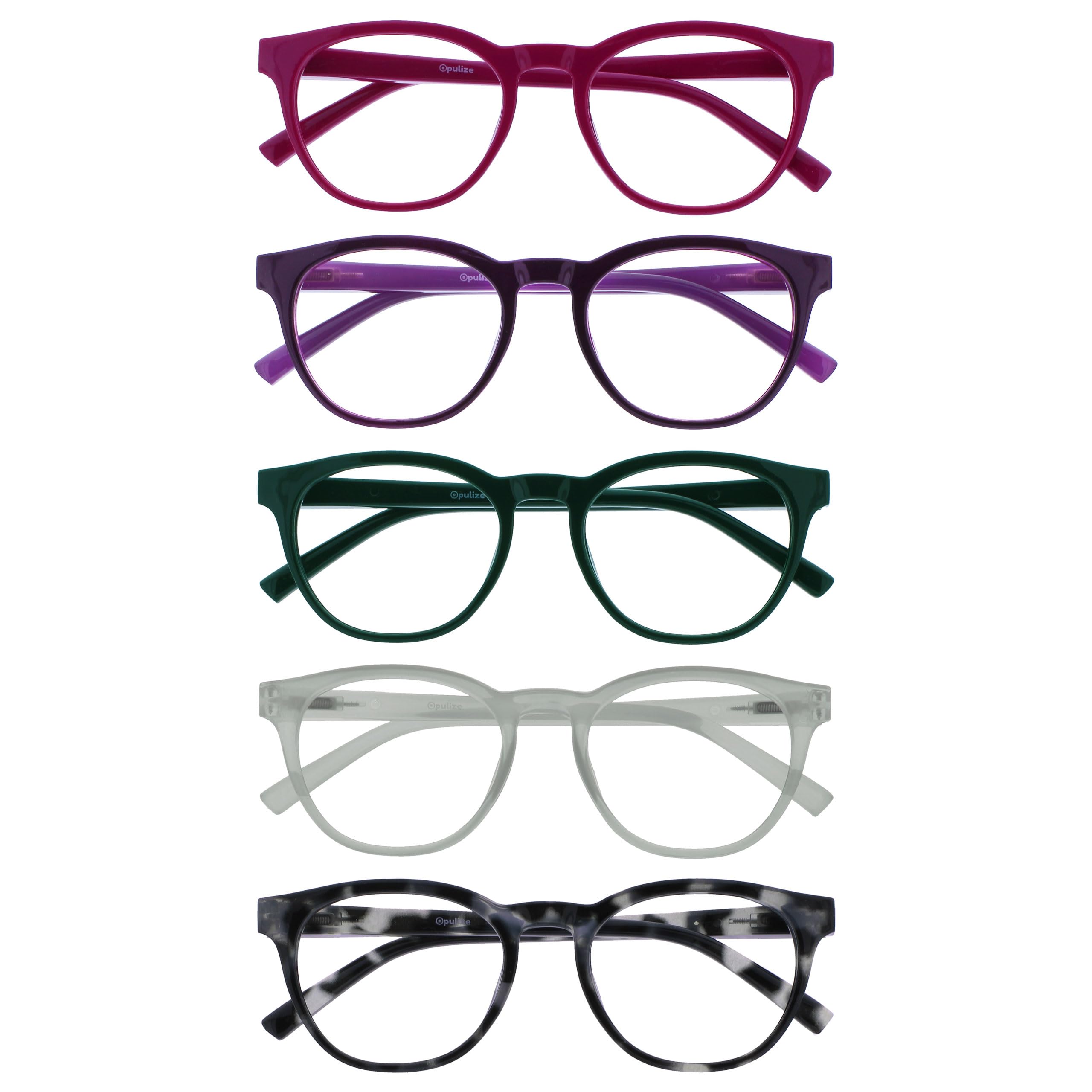 OPULIZE Blu Gafas con Bloqueo de Luz Azul Montura Redonda Negra Gris Carey Bisagras de Muelle Mejoran el Sueño Ordenador Gaming Antirreflejante Hombre Mujer B5-W +0.00 — view 8
