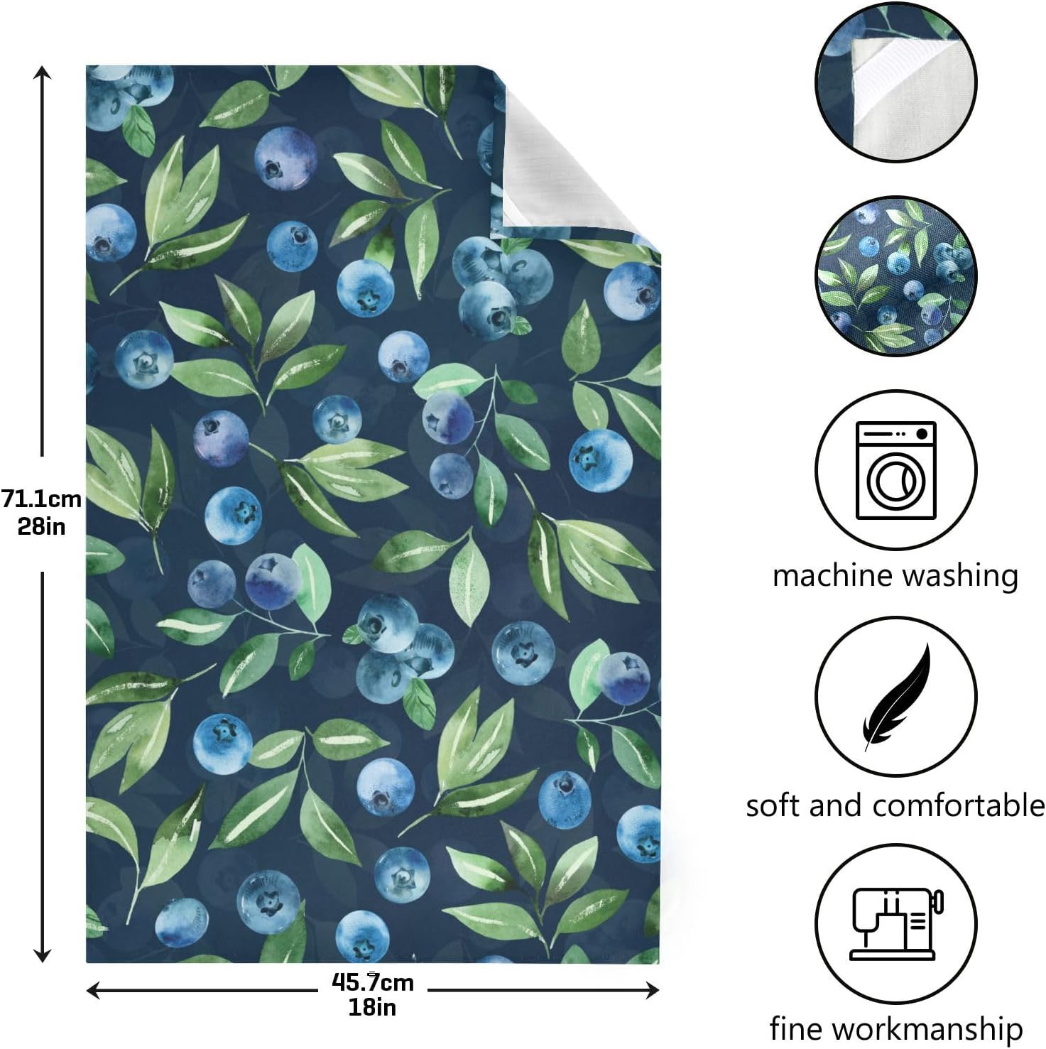 YETTASBIN Blueberry Kitchen Dish Towel 4 Pack, Soft Absorbent Dishcloths Reusable Hand Towel Washable Tea Towels for Home Kitchen Bar Table Decor, 28 x 18 Inch