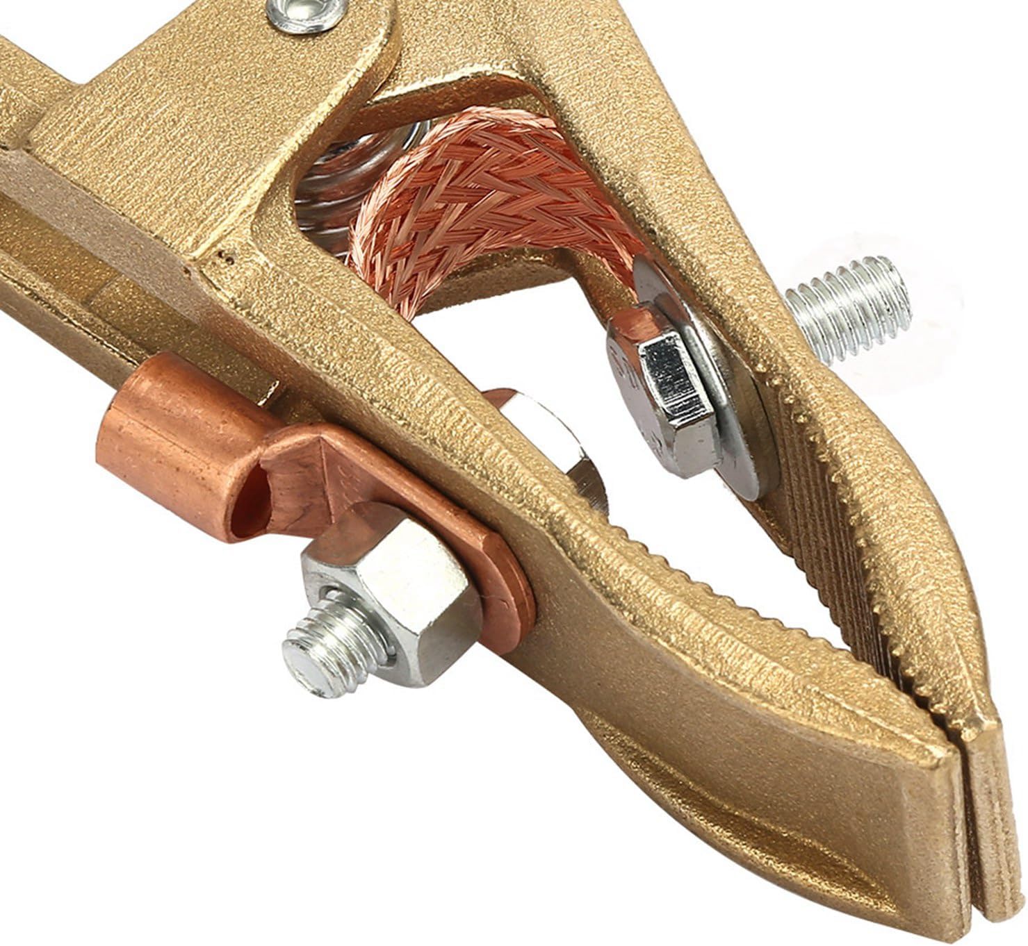 2PCS 260/500A Welding Ground Clamp, Brass A-shape Ground Welder Earth Cable Copper Grip Clamp for Welding Machine(500A)