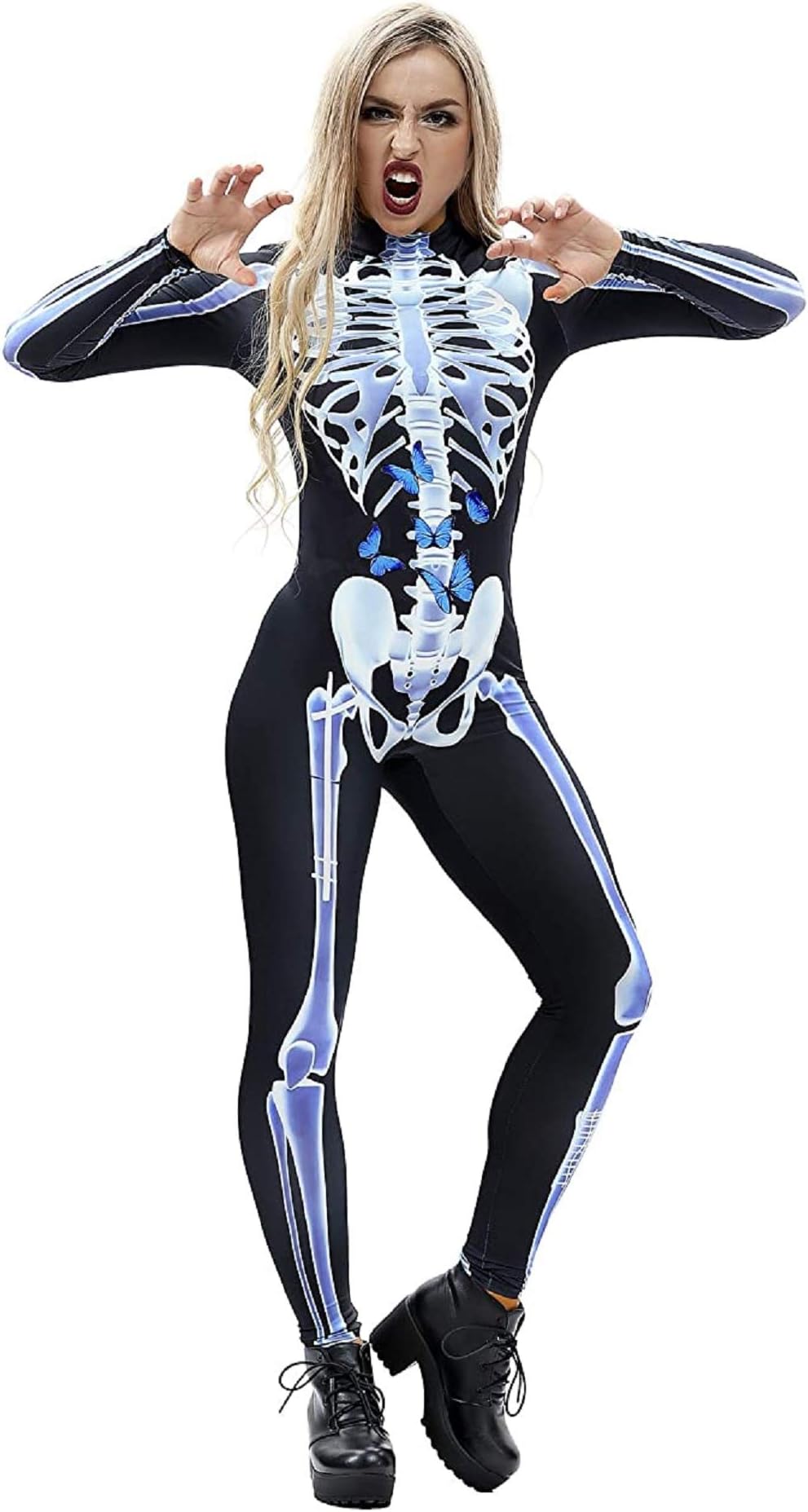 Melii Women Halloween Christmas Cosplay Costume 3D Sexy Jumpsuit Bodysuit