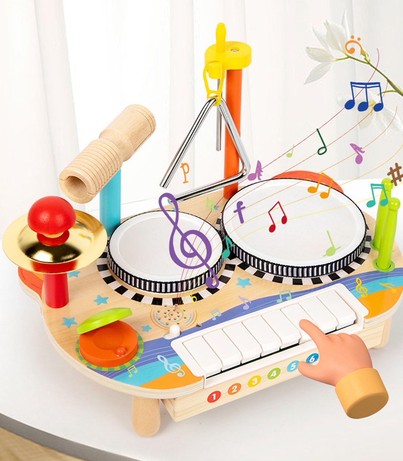 Holz-Kinder-Schlagzeug, frühkindliches Musikinstrument für Kleinkinder