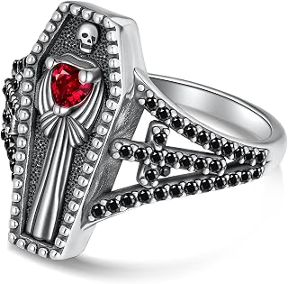 Anuncio Patrocinado - ONEFINITY Anillo gótico de ataúd de plata de ley 925, anillo de esqueleto gótico, ataúd de vampiro, ...