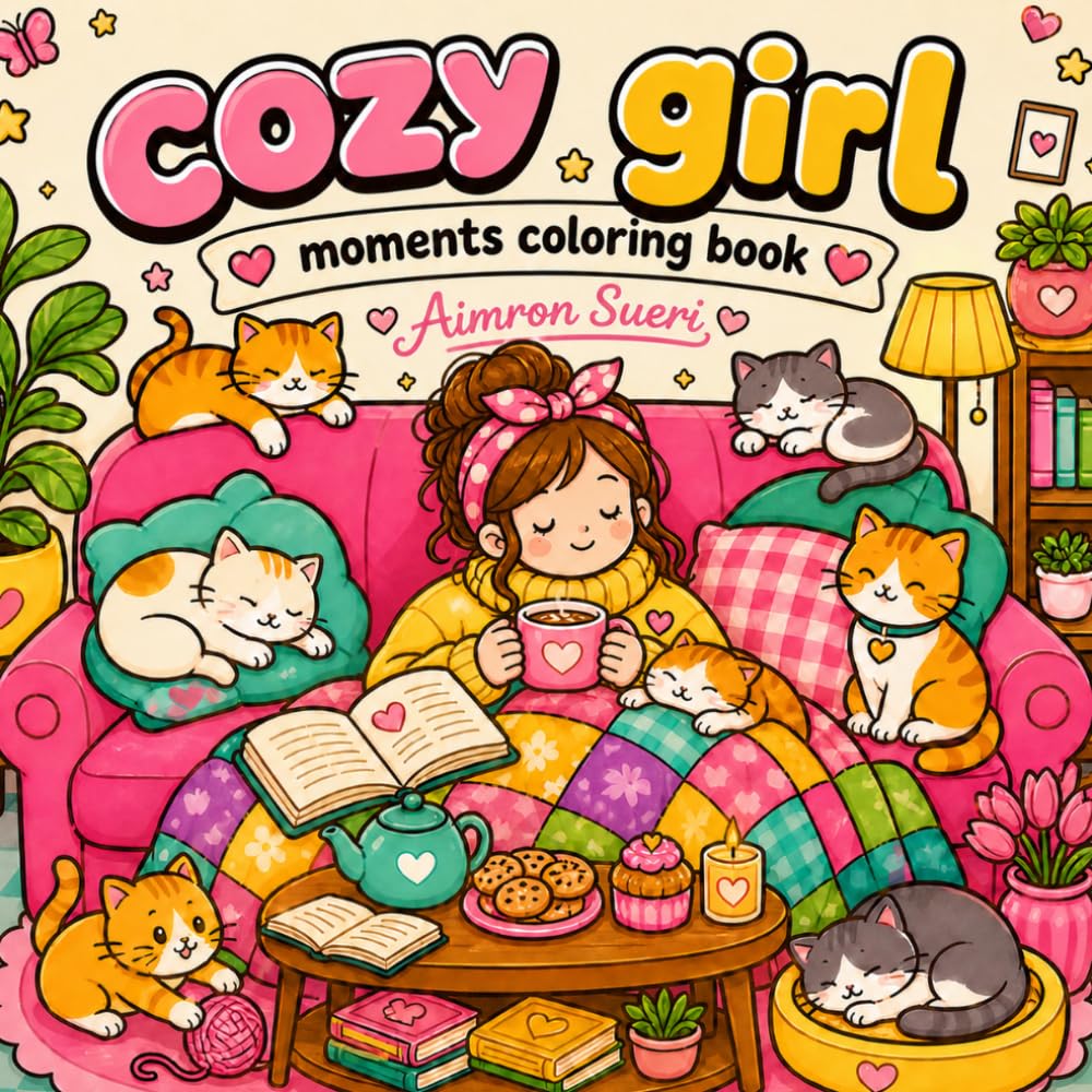 Cozy Girl Moments Coloring Book: for Adults and Teens Featuring Everyday Women Activities for Relaxation , Comfy Times and Simple Joys