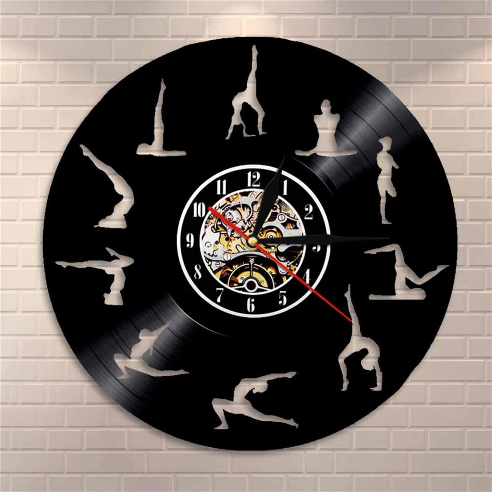 Rekordowy zegar ścienny cichy retro zen dekoracyjny zegarek (z diodami LED)