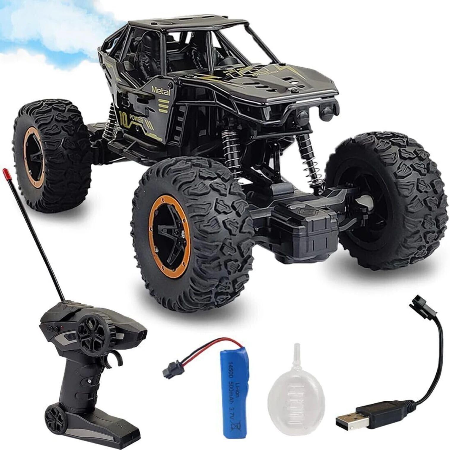 4X4 RC Rock Crawler Monster Truck with Smoke Effect for Boys and Girls, Black, Plastic, 20x13x12 cm, 450 g-image-35