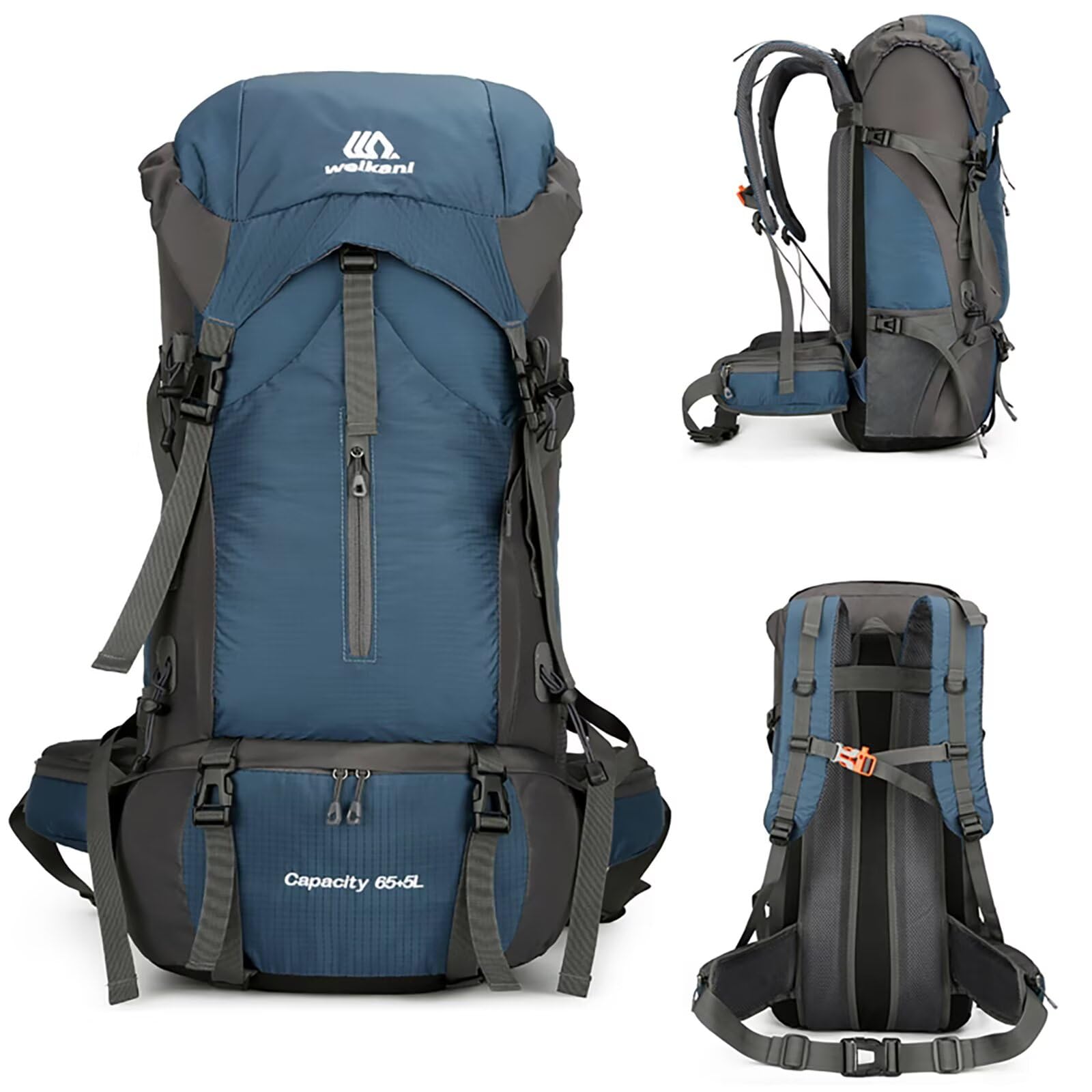 Mochila de senderismo de 70 litros con funda para lluvia, mochila grande para senderismo para hombres y mujeres, impermeable, mochila ligera para deportes al aire libre, viajes, senderismo