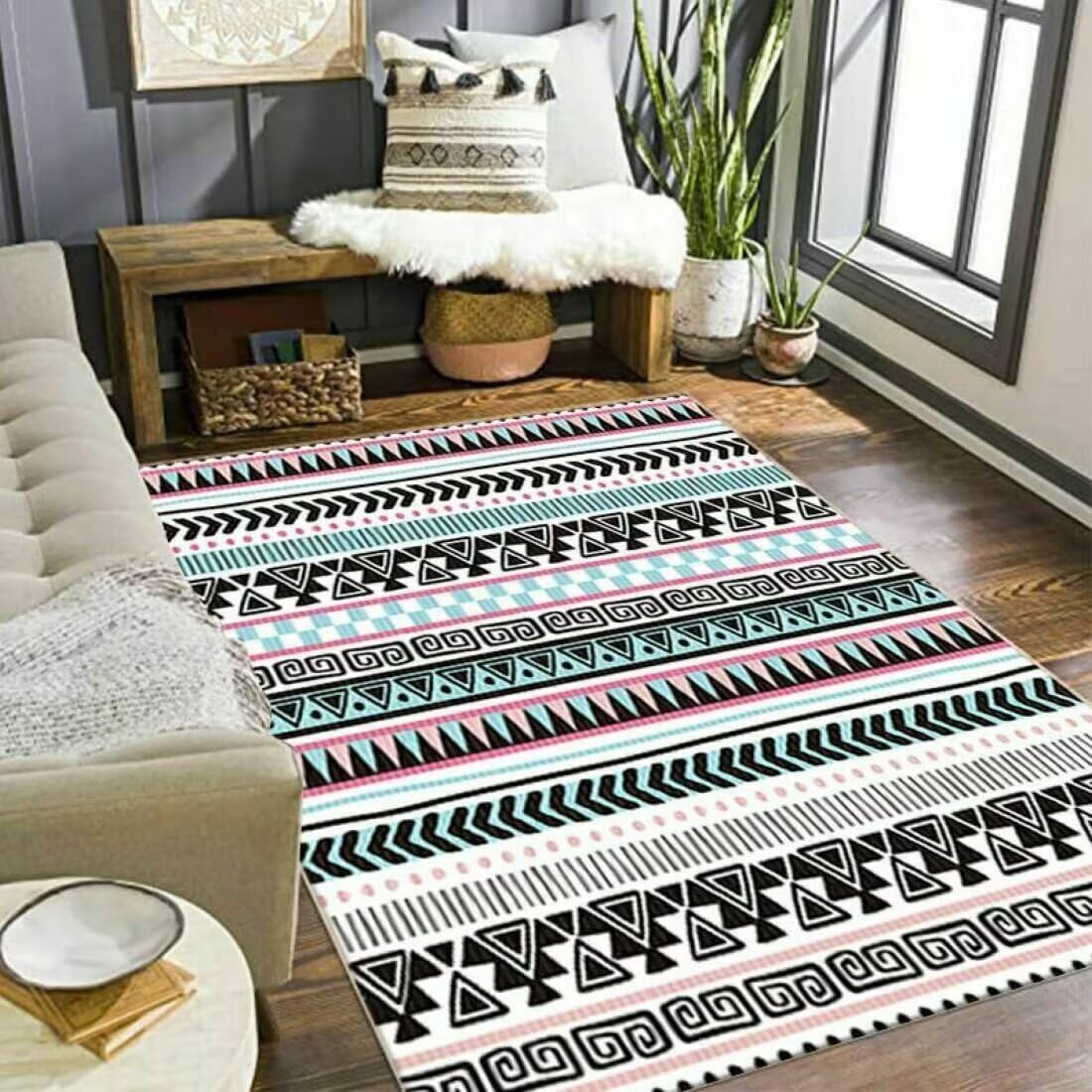Tapis Priere Pliable Salon, Chambre à Coucher, antidérapant, résistant à l'usure et aux Taches 70X140CM