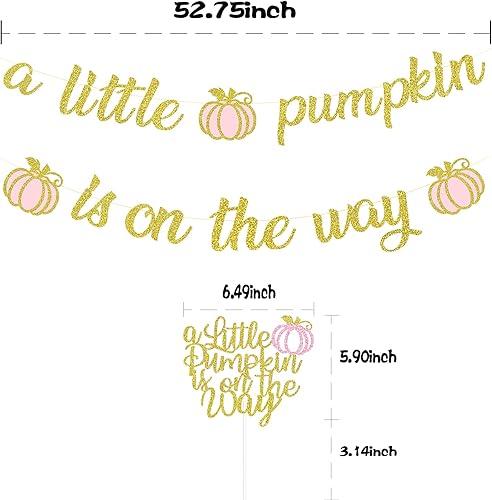 Miniatura 5 de Cartel dorado con purpurina de una pequeña calabaza y decoración para tartas, decoraciones de baby shower para niñas, suministros de fiesta de