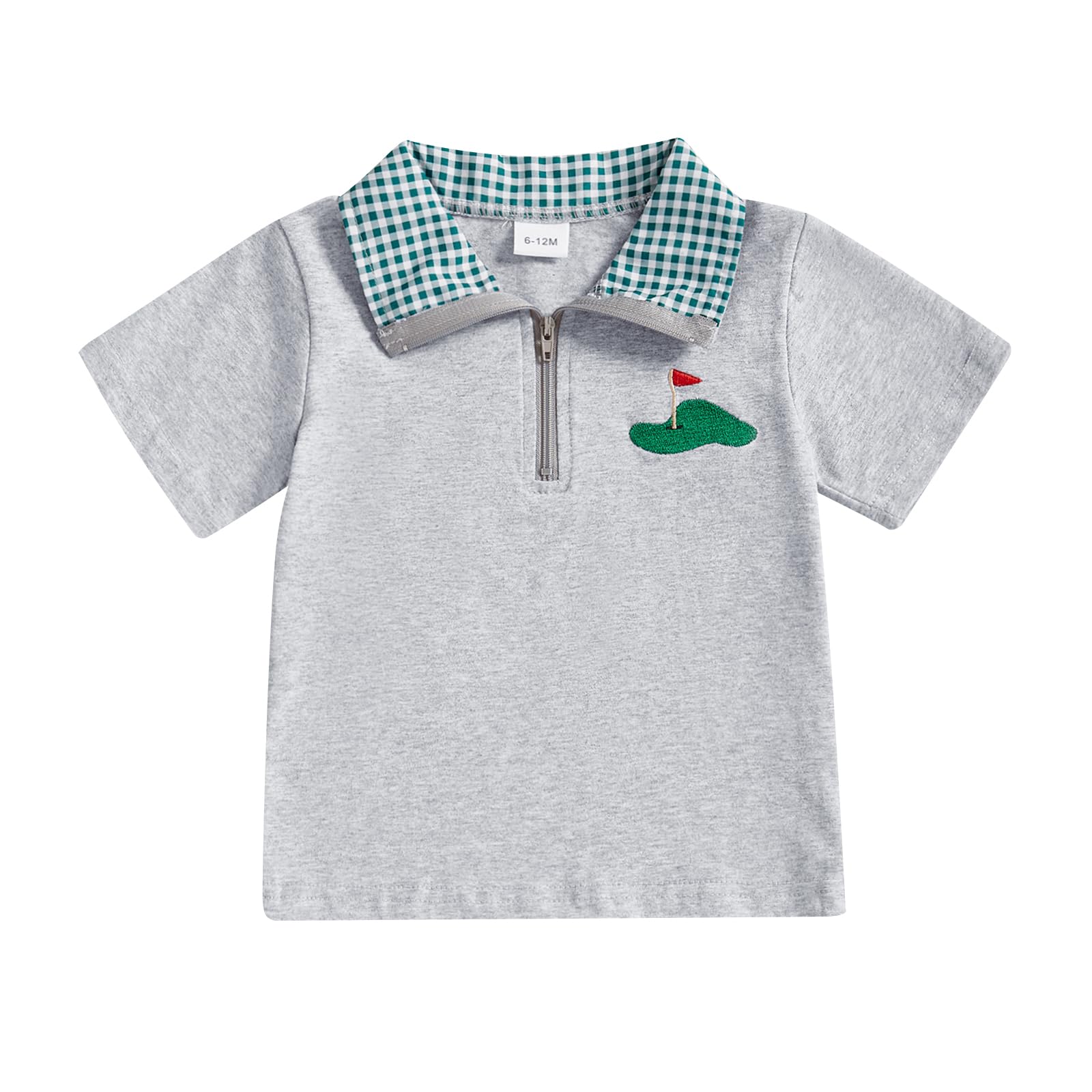 Toddler Baby Boy Summer Clothes Golf Polo Shirt Tops Short Sleeve Lapel Collar Striped Baby Boy Golf Outfit (Gray Golf, 2-3 Years)