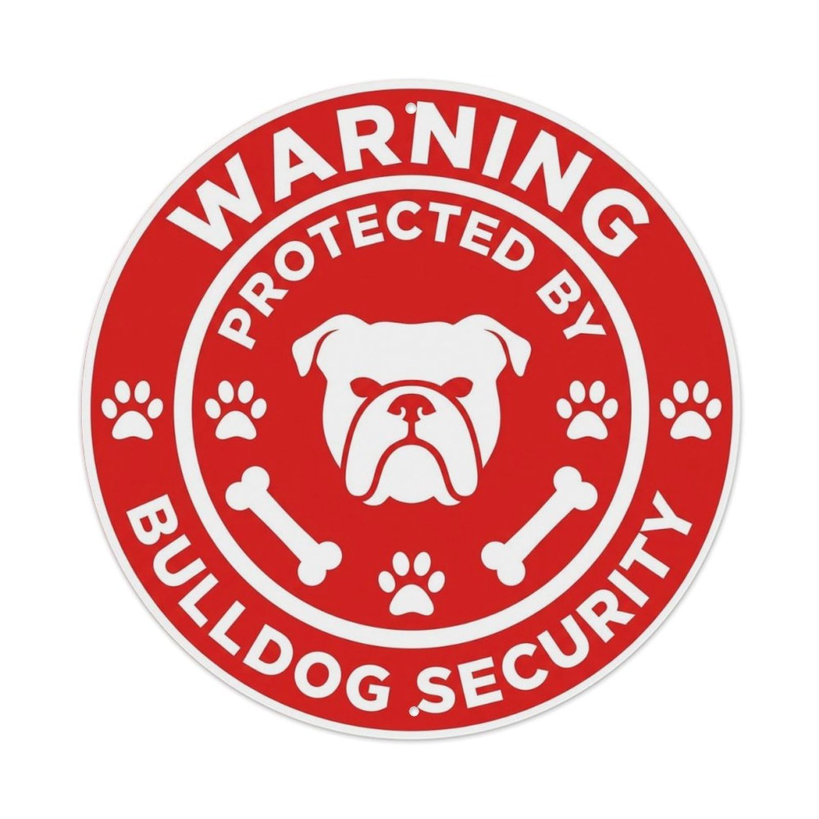Bulldog Dog Security Warning Traffic Red Metal Tin Sign