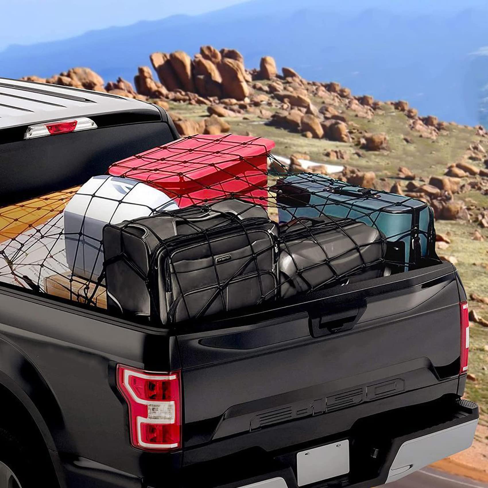 Cargo Net for Pickup Truck 4' x 6' Stretches to 8' x 12' Mesh Storage