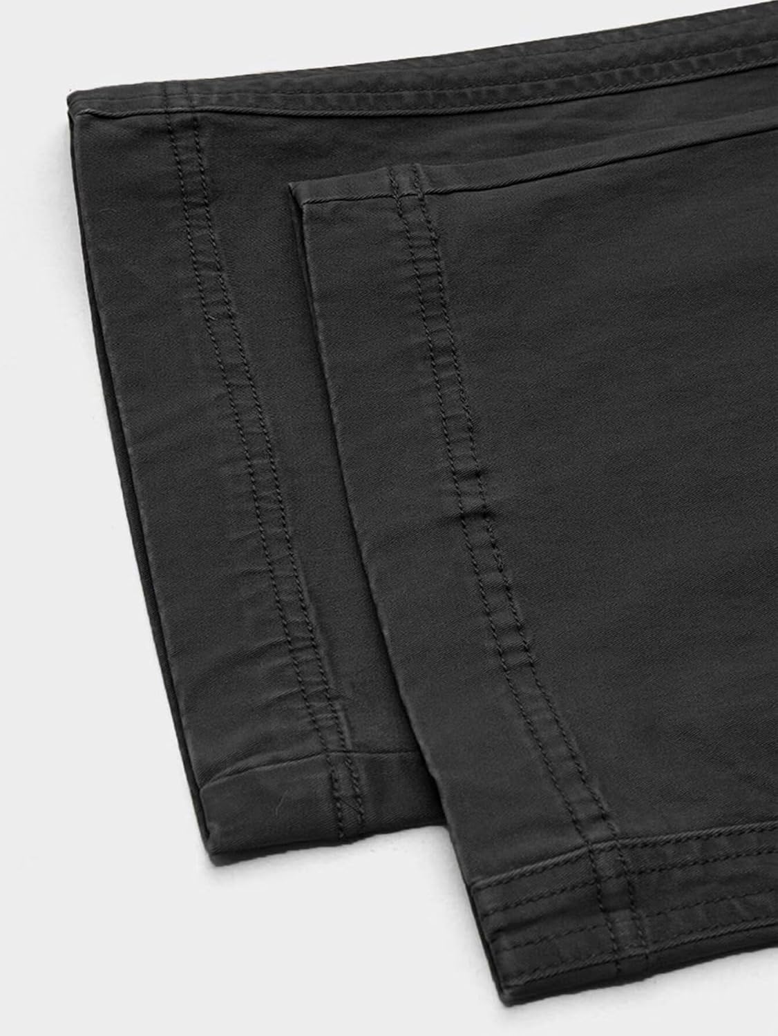 Flamingals Straight Leg Pants for Women Drawstring Waist Mid Rise Casual Solid Seam Detail Pants - Image 5