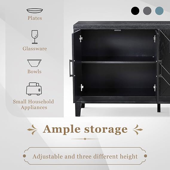 Buffet Cabinet, One Size, Black
