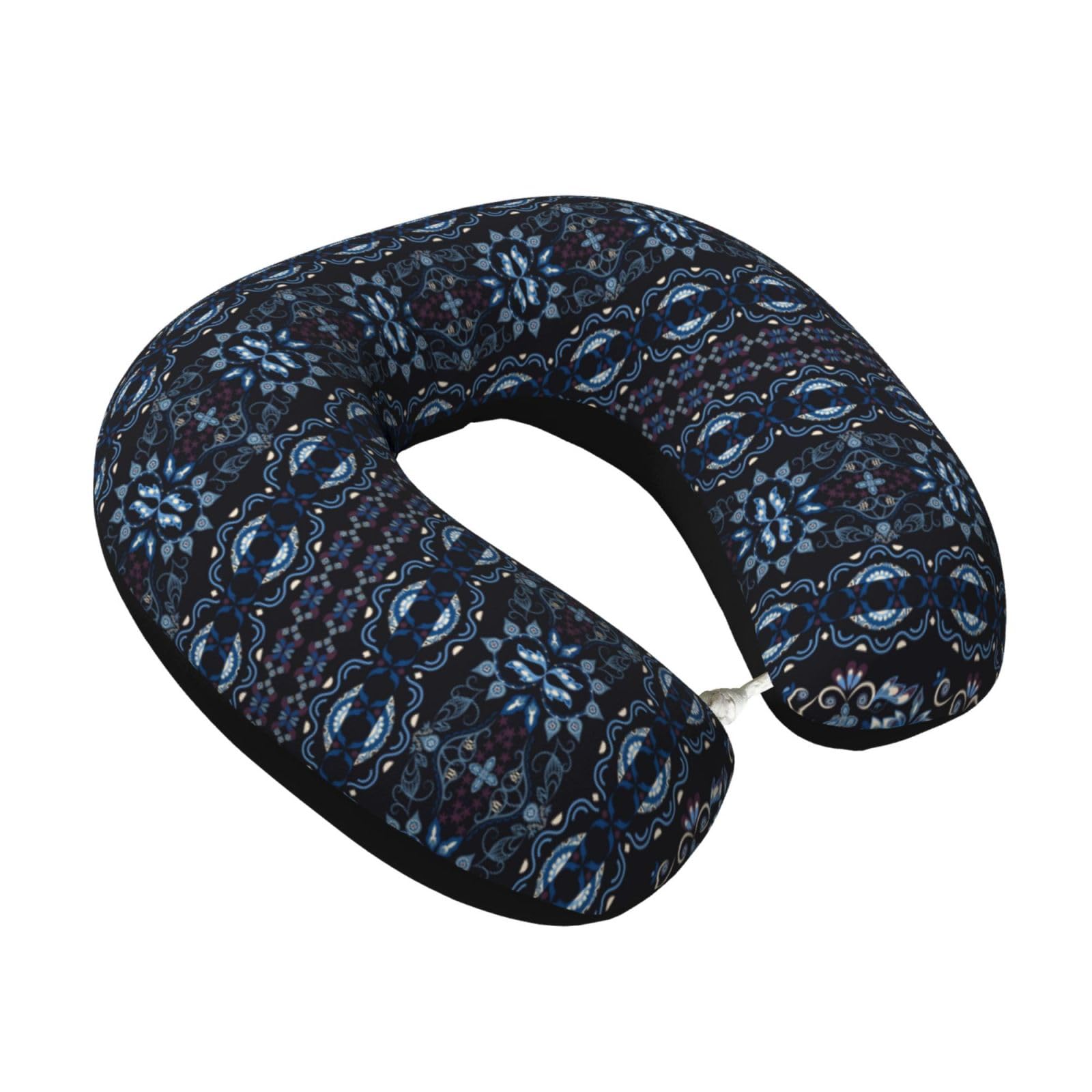 LKYMOH Navy Blue Ethnic Tribal Pattern, Travel Neck Pillow U-Shaped Memory Neck Support Soft Comfortable With Washable Cover For Airplane Car Traveling and Office