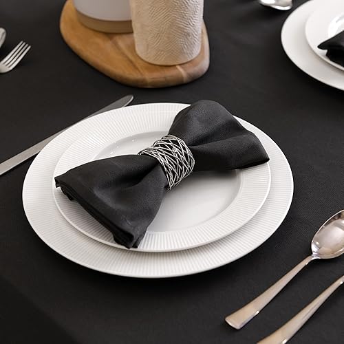 Vista 53 de Encasa XO Juego de 12 servilletas de tela color azul cobalto, 17 x 17 pulgadas, servilletas de cena de algodón de color sólido, servilletas de boda