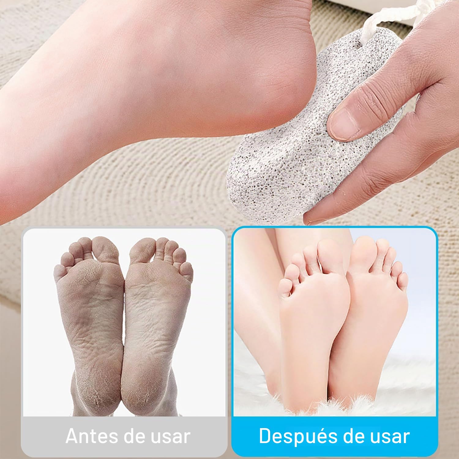 Piedra Pómez Natural, Elimina Durezas y Callosidades de Pies y Manos, Herramientas de Pedicura de Lava para Eliminar la Piel Muerta