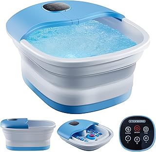 Fußsprudelbad mit Massage und Heizfunktion | Fußmassagegerät elektrisch | 24 Shiatsu Rollen | Wärmefunktion | Vibration | faltbar | Fernbedienung | Fußreflexzonen Massage | 35-47°C