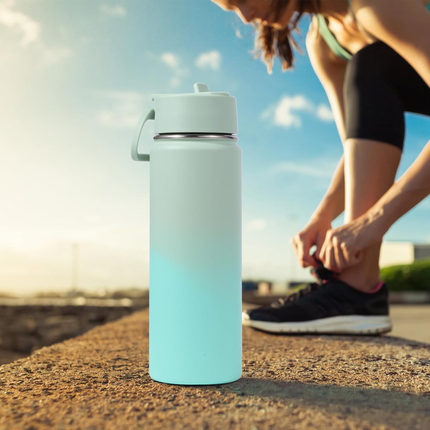 Volhoply 20oz Insulated Stainless Steel Water Bottle With Straw Lid Bulk 2 Pack,Kids Double Wall Vacuum Cups With Handle,Reusable Outdoor Sports Camping Metal Bottles,Travel Flask Keep Cold(Mix,2) - Image 7