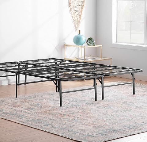 Linenspa Estructura Cama de Metal – Cama Plegable – Somier con patas 140x200 cm – Espacio Inferior de 33cm para Almacenamiento – Se Monta en 5 Minutos