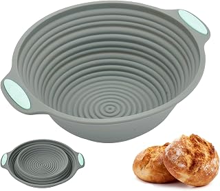 ADOFUN パン 発酵かご 丸型 シリコン製 耐熱性 洗える折りたたみ式 パン作りの小道具 発酵かご キャチン用品
