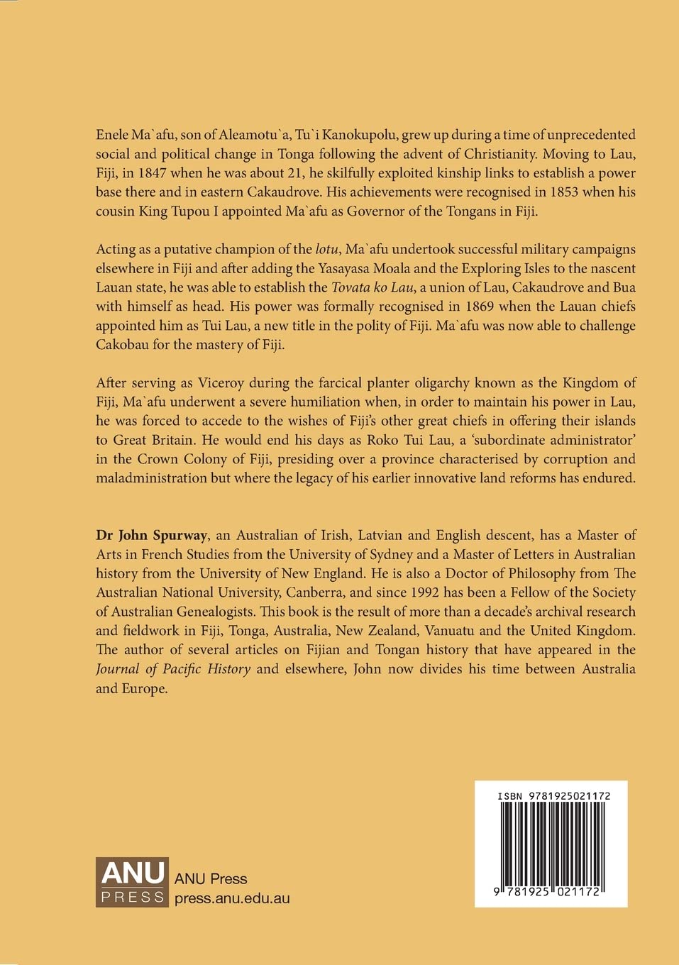 Ma`afu, prince of Tonga, chief of Fiji: The life and times of Fiji’s first Tui Lau (Pacific)