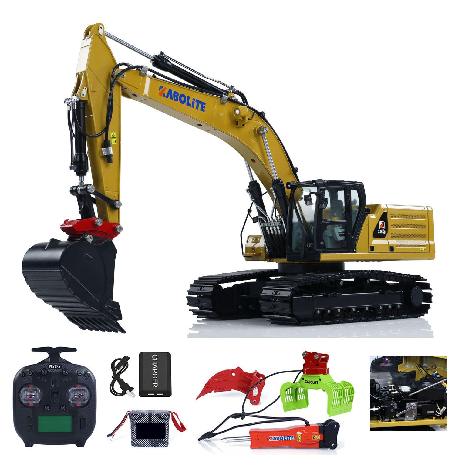 wheelfun 1/18 Kabolite K961 100S PRO RC Escavatore Idraulico RTR Telecomando Digger ST8 Radio 2S Batteria Elettrica Martello da Artiglio Ripper Terra Digger Hobby Grade Model
