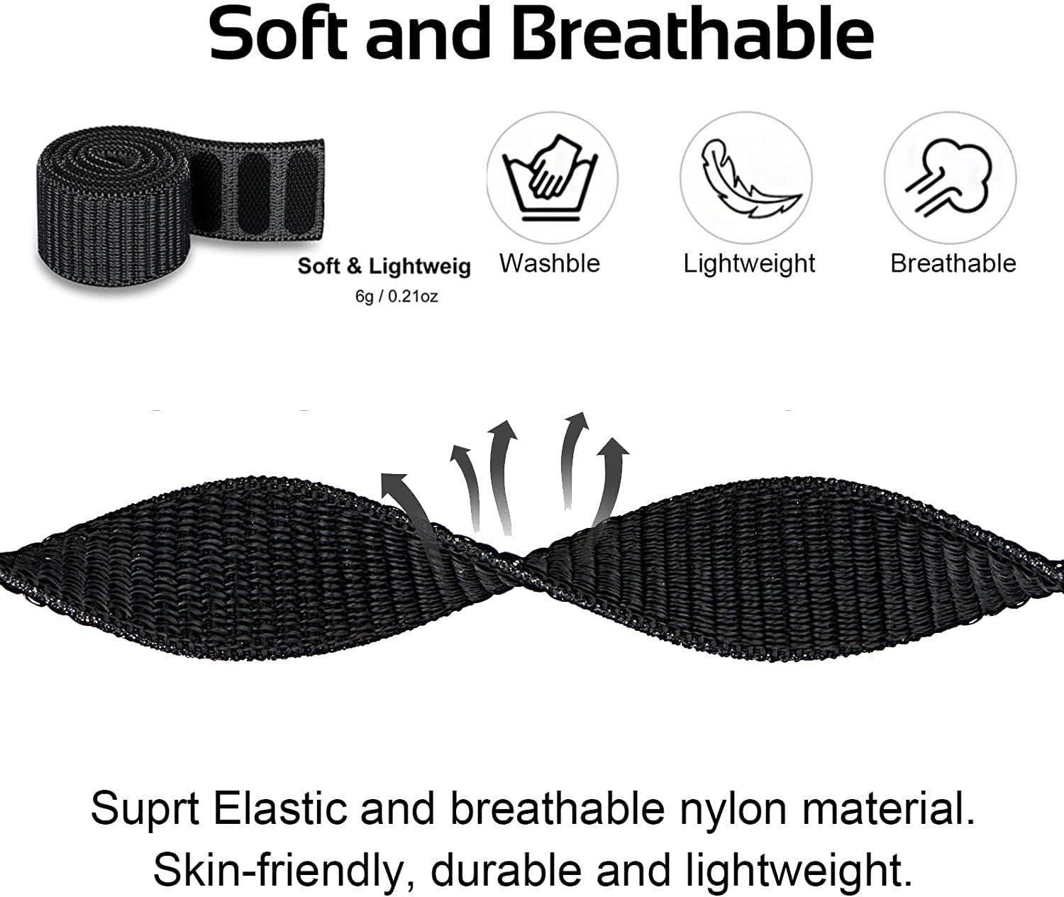 Fenix 8 47mm/Fenix 7/6/5/EPIX Gen 2/ Pro 47mm Watch Bands, 22mm Hook & Loop Quick Dry Nylon Sport Replacement Strap for Garmin Fenix 6 Pro/7 pro/5 Plus/Instinct/Forerunner 935, Black+Grey - Image 5