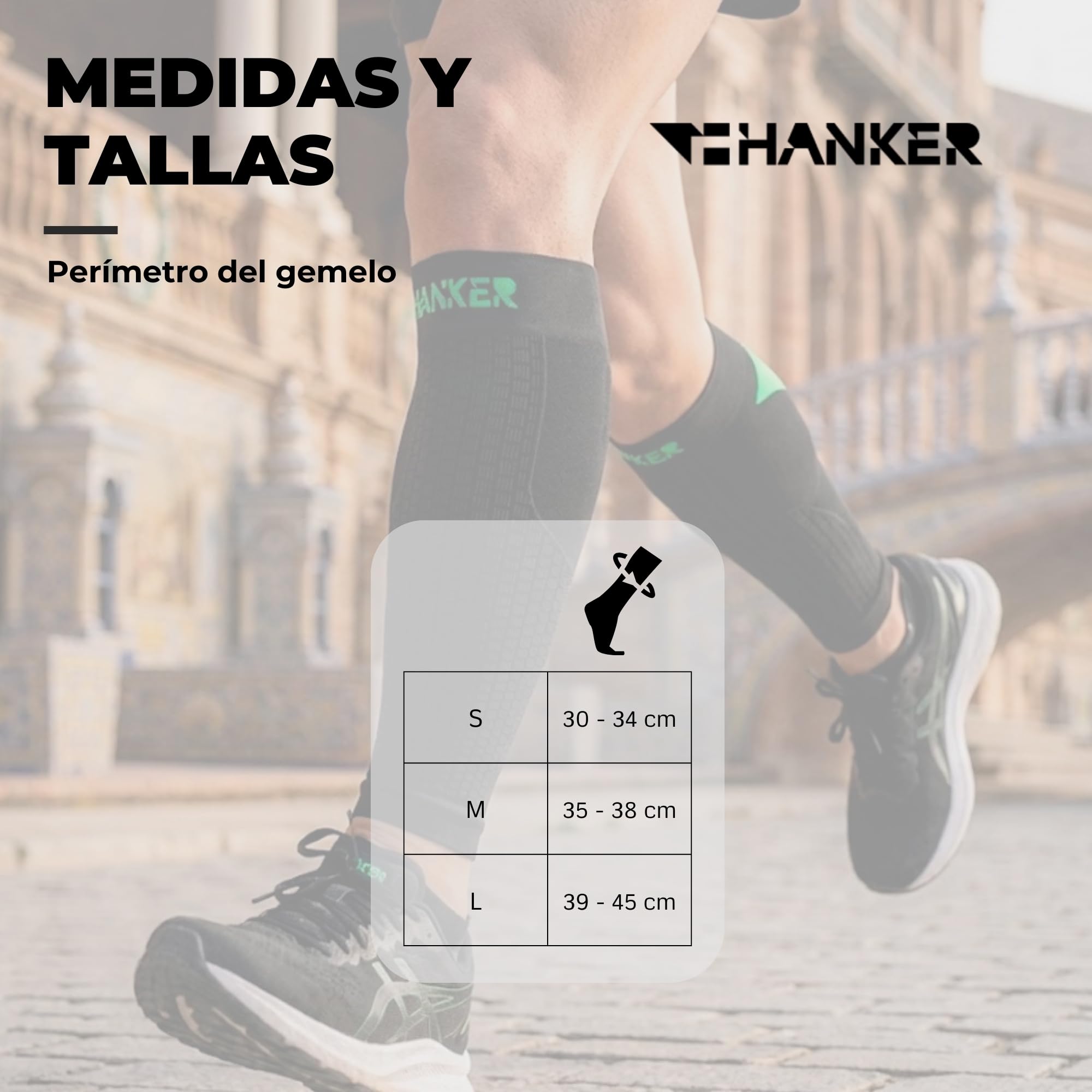 HANKER Medias de Compresión Hombre y Mujer Pantorrilleras de Compresión Deportivas para Deporte, Running, Trail Running, Ciclismo y Recuperación Muscular