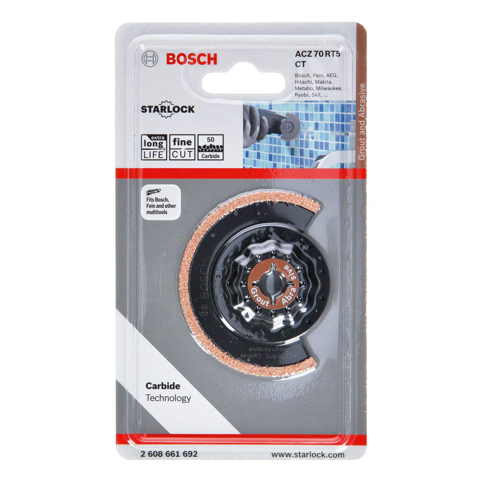 Bosch Professional 10x Hojas de sierra segmentada ACZ 70 RT5 (para Mortero, grano 50, Ø 70 mm, accesorios Multiherramienta)