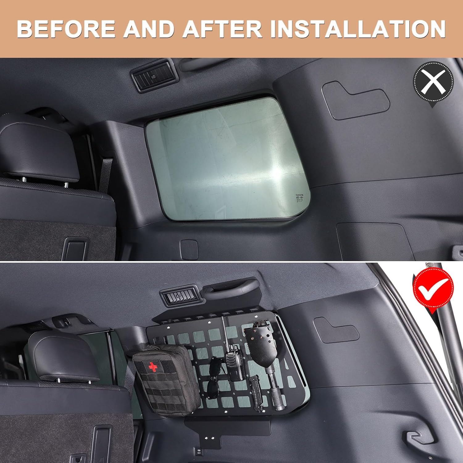 Rear Window Side Modular Storage Panel Cargo Rack Compatible with Toyota Land Cruiser 250 Prado J250 LC250 /Lexus GX 2024 2025,Trunk Organizers Luggage Hanging Holder Shelf Accessories (Right Side)