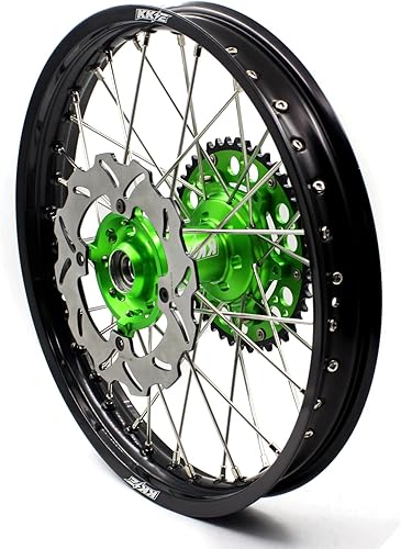 Miniatura 6 de KKE Ruedas de radios Enduro de 18" 21" para KAWASAKI KX125  KX250 1993-2002 Discos Completo Juego de Llantas, Verde