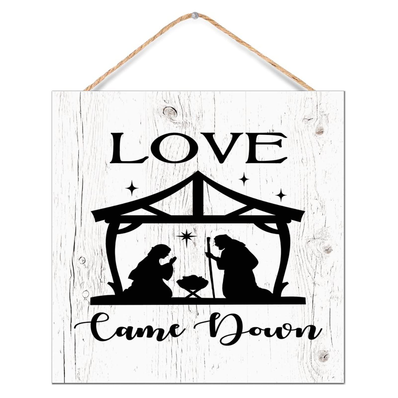 Panneau décoratif rustique en bois Love Came Down pour fêter la magie du premier Noël