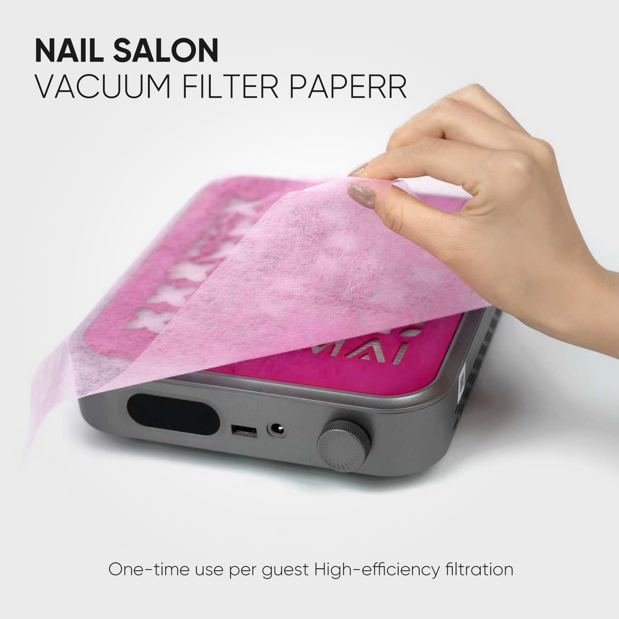 HALMAI 200 Fogli Carta Filtro Aspirapolvere per Unghie, Filtri di Polvere Monouso per la Maggior Parte delle Macchine, Aspirazione per Salon Unghie, Spa, Tecnico - Accessori (Rosa)