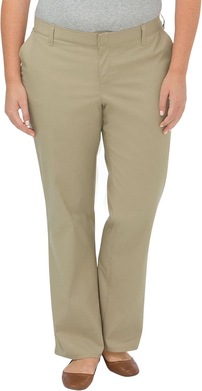 Dickies Women's Plus-Size Wrinkle Resistant Flat Front Twill Pant with Stain Finish