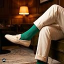 DYNAMOCKS SOLID Colour Socks for MEN and WOMEN - (Combo Pack of 2 | Crew Length | Material: Combed Cotton | Size: Free (UK 7-12)) (Solid Crew - Green + Blue) gallery image