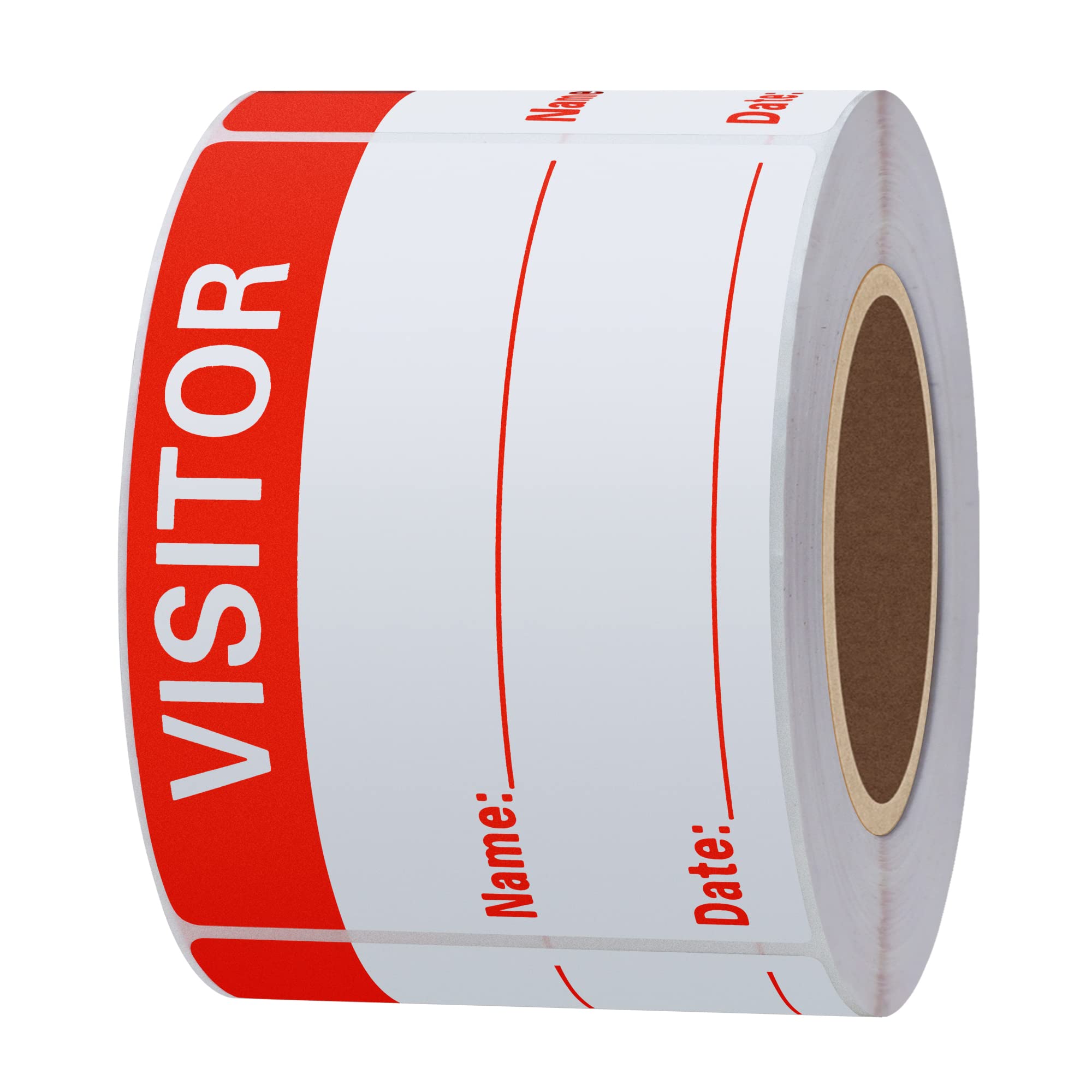 Etichette adesive per pass visitatori scrivibili, 5 x 7,6 cm, colore rosso, 300 adesivi per rotolo (10 rotoli)