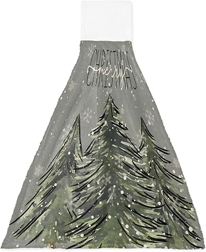 Miniatura 7 de ALAGEO Christmas Kitchen Towels Snowman Bird Snowflake Hanging Kitchen Towels with Loop Pink Hanging Dish Towels Christmas Hand Tie Towels Set 2 Tea