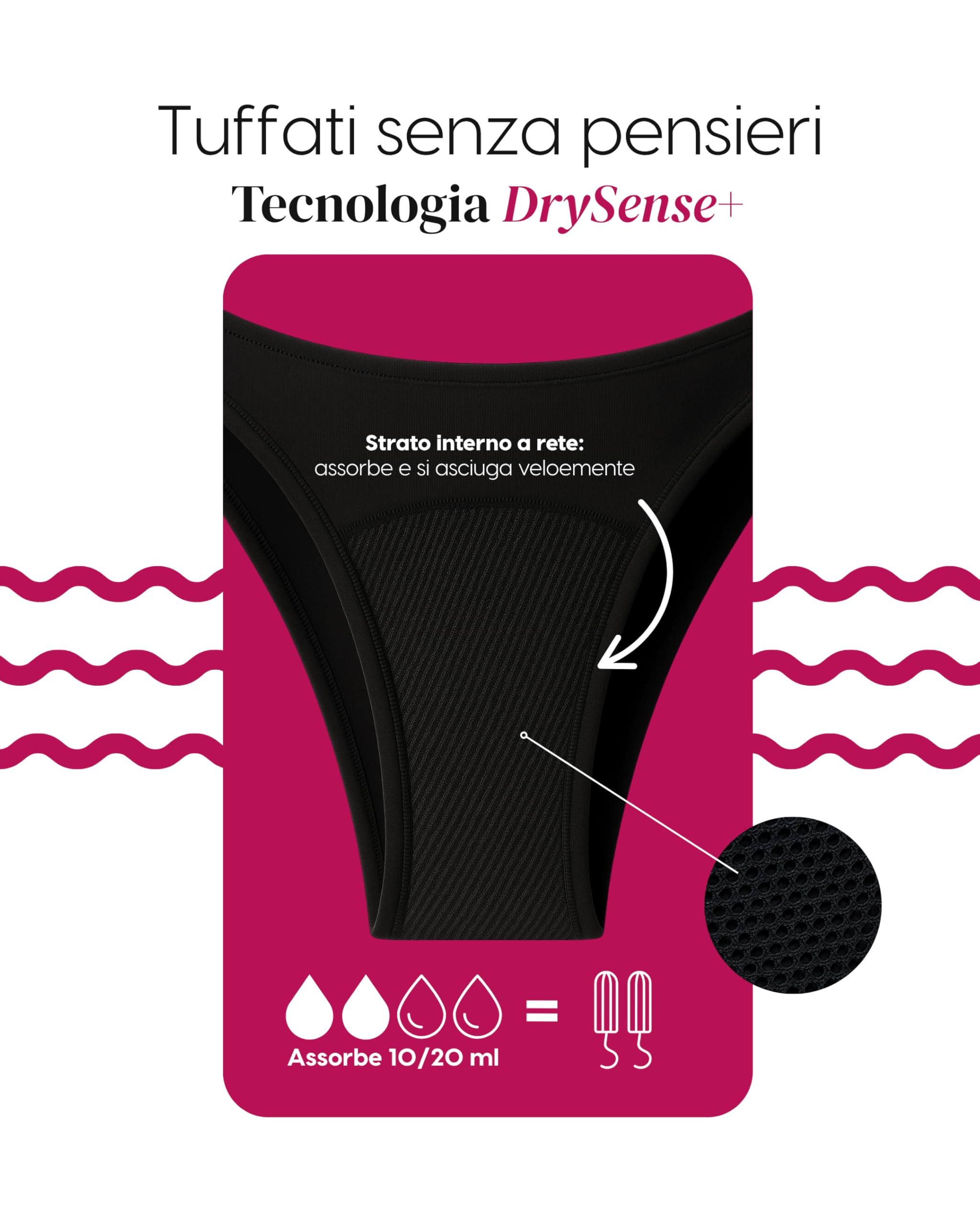 Bikini menstrual Mujer Flujo Abundante - Traje de baño menstrual antifugas - Ideal para playa, piscina y deporte, hasta 4 tampones, tecnología de 4 capas - MOD Ocean