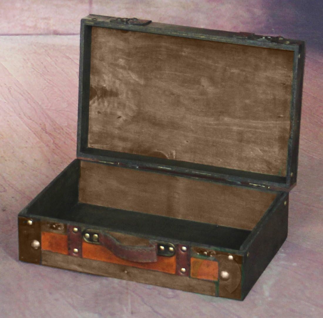 Vintiquewise(TM) Old Style Suitcase/Decorative Box with Straps