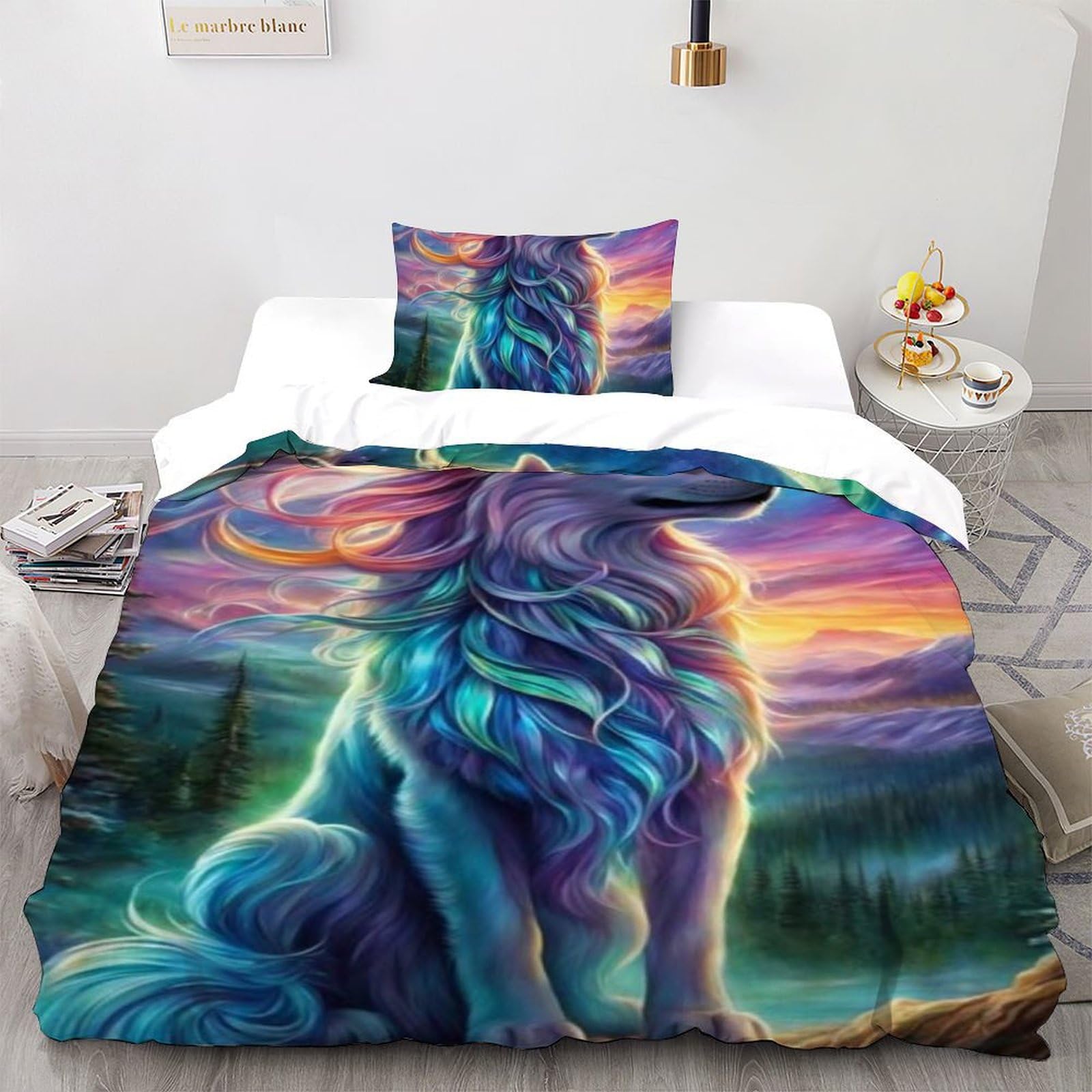 Housse de couette loup 135x200cm résout le problème des parures froissées en un clin d'œil